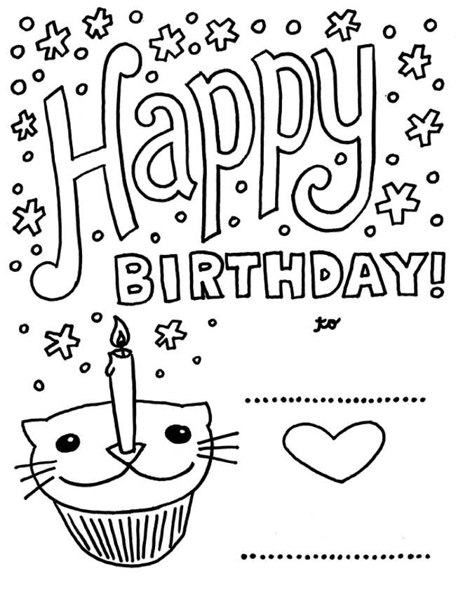 650x840 Happy Birthday Coloring Cards Page Image Clipart Images