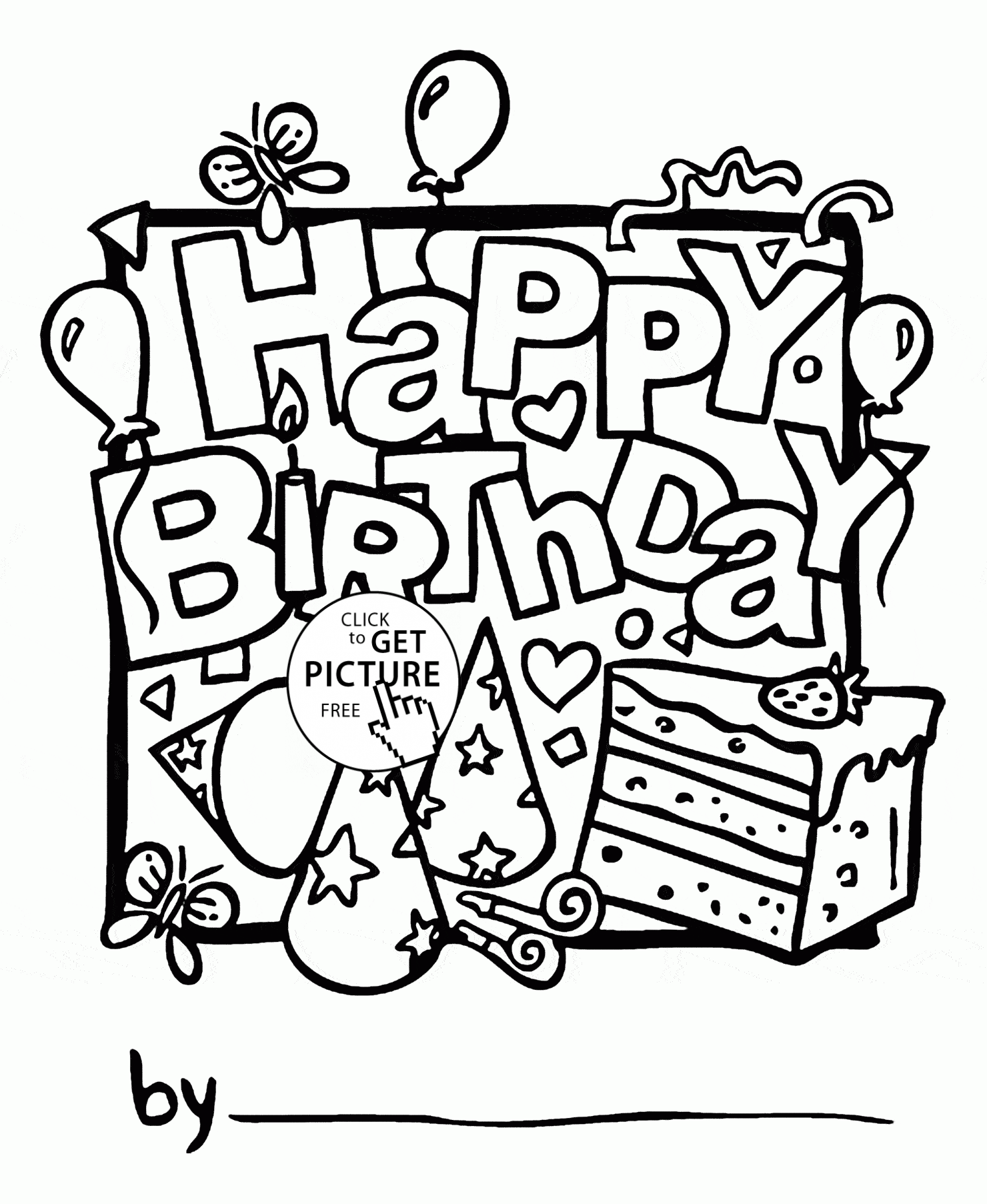 1480x1805 Nice Happy Birthday Card Coloring Page For Kids, Holiday Coloring