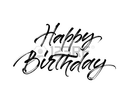 450x360 Happy Birthday Greeting Card Template. Hand Drawn Calligraphy