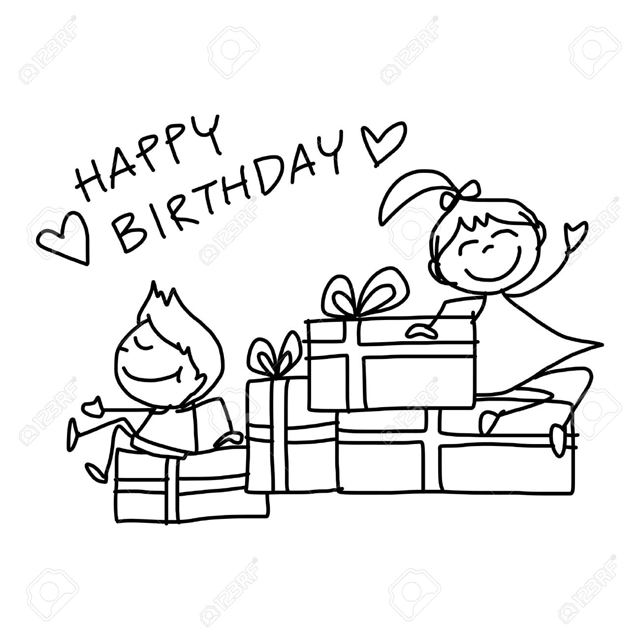 1300x1300 Hand Drawing Cartoon Happy Birthday Royalty Free Cliparts, Vectors