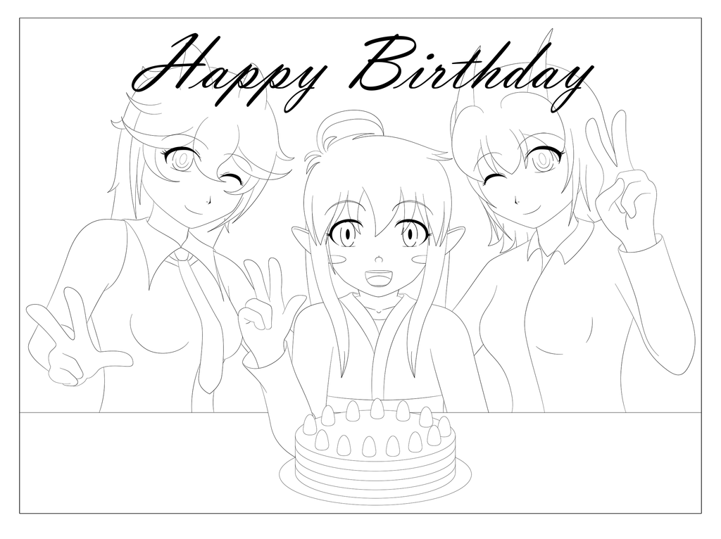 1024x766 Happy Birthday Rosusonikku (Lineart) By Exaspirit