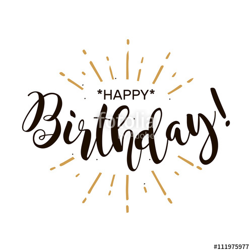 500x500 Happy Birthday. Beautiful Greeting Card Poster With Calligraphy