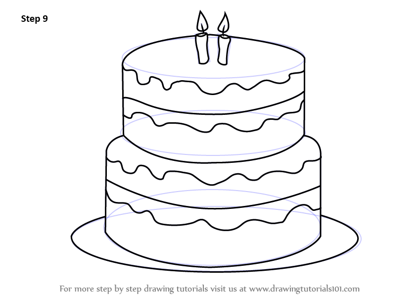 845x598 Learn How To Draw A Birthday Cake (Cakes) Step By Step Drawing