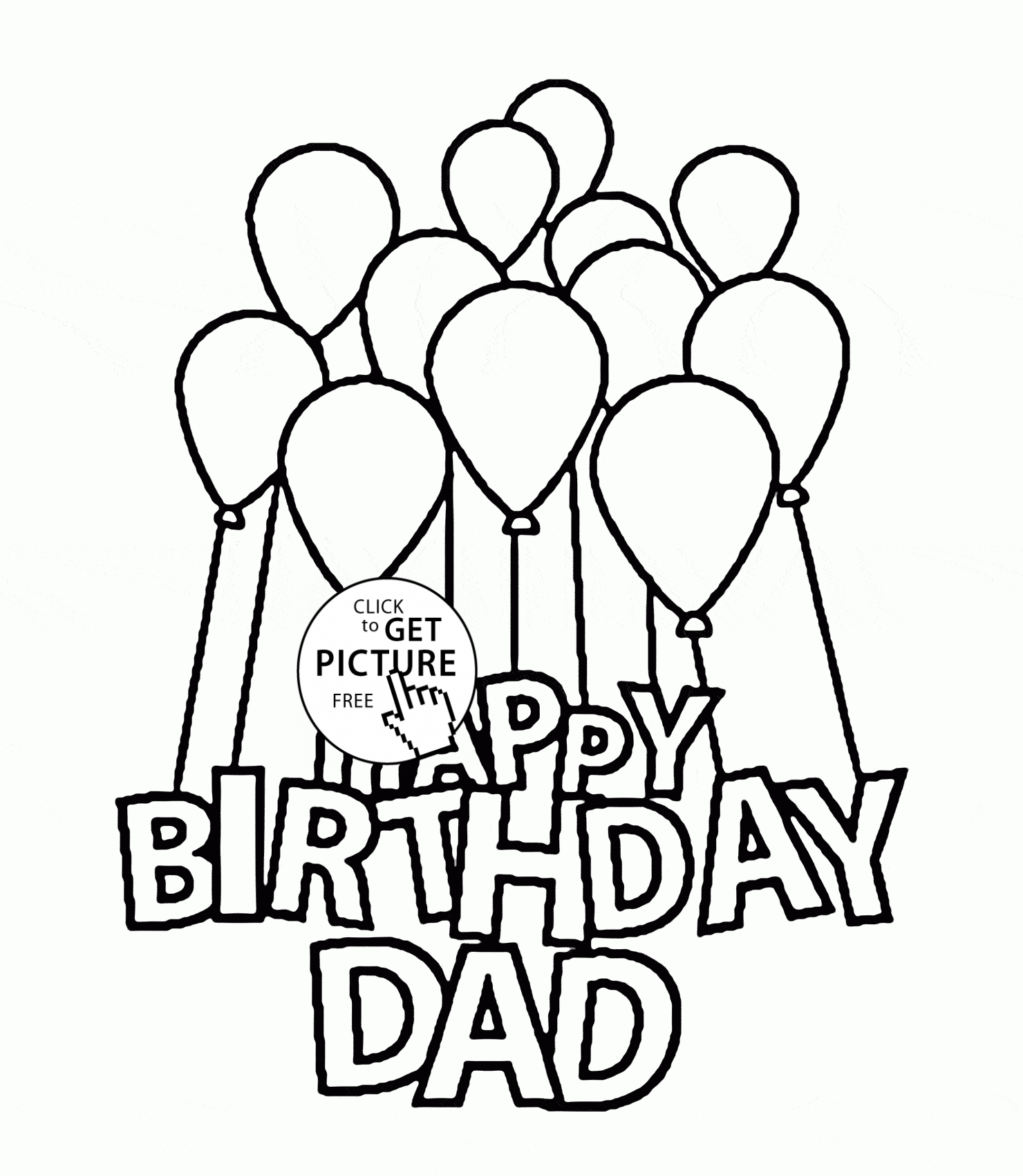 1480x1700 Happy Birthday Dad With Balloons Coloring Page For Kids, Holiday
