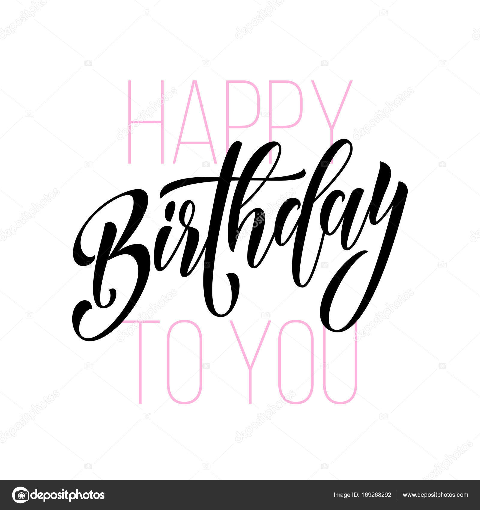 1600x1700 Happy Birthday Greeting Card Calligraphy Hand Drawn Vector Modern