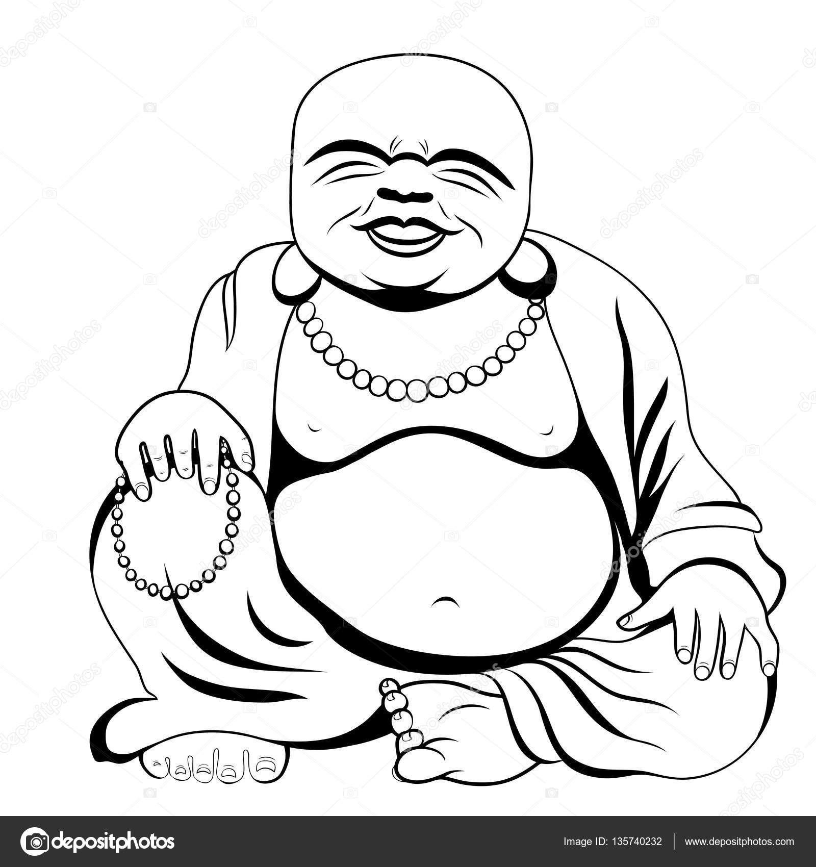 1600x1700 Laughing Buddha Or Hotei Sitting. Vector Illustration. Stock