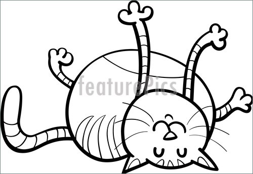 500x344 Happy Cat Coloring Page Stock Illustration I5228428