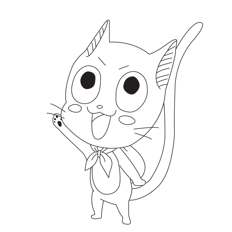 894x894 Happy The Cat Line Art [Fairy Tail] By Mrphen