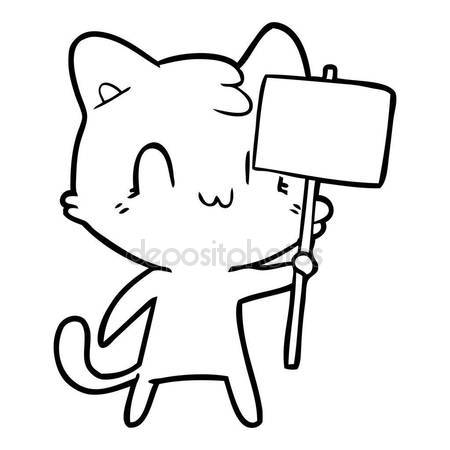 450x450 Vector Illustration Cartoon Happy Cat Stock Vector