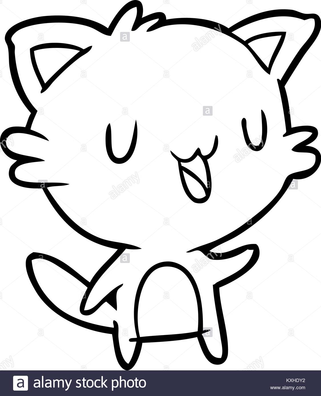 1125x1390 Line Drawing Of A Happy Cat Stock Vector Art Amp Illustration