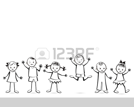 450x360 Group Of Happy Children. Vector Illustration. Royalty Free