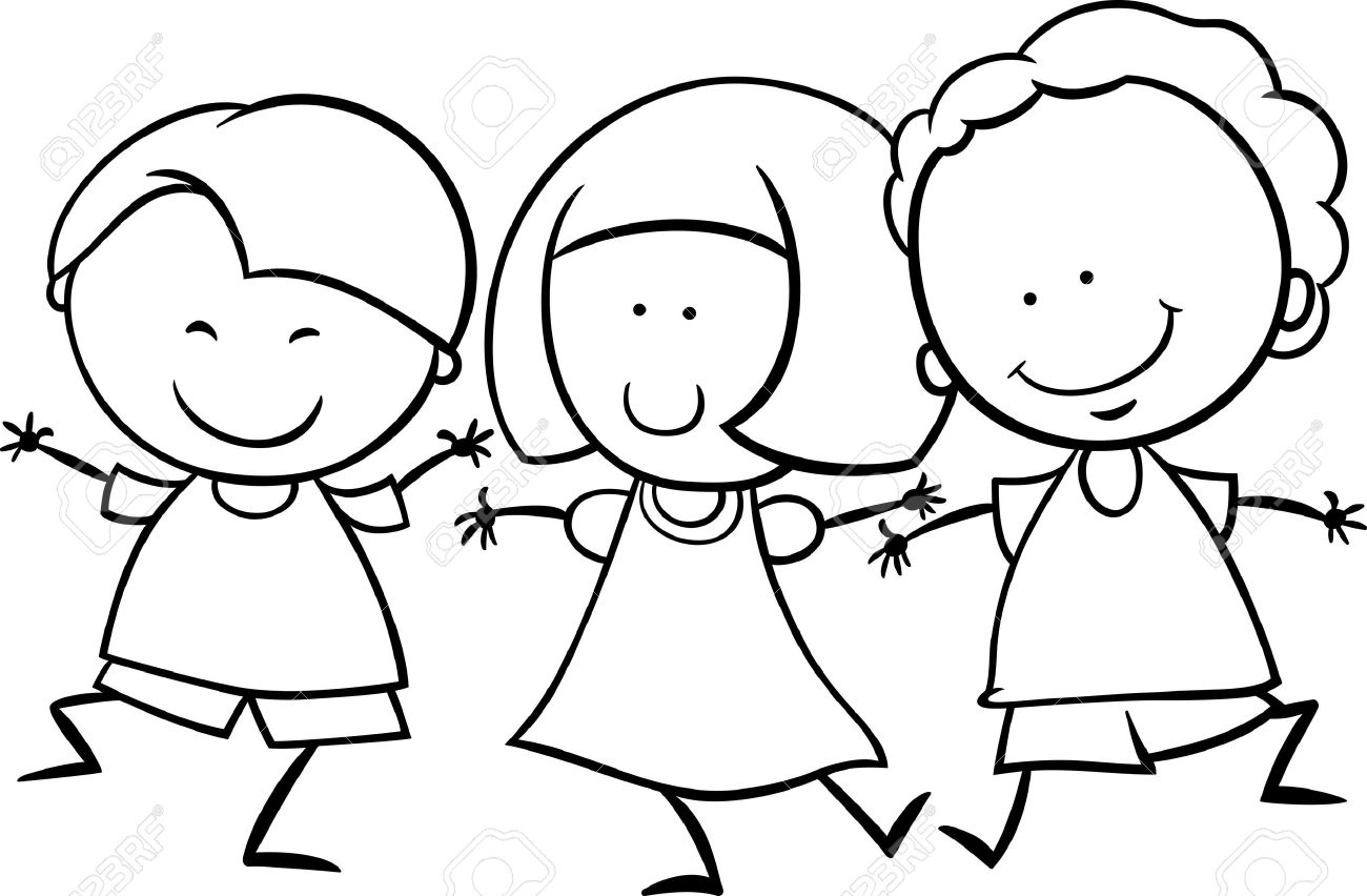 1300x852 Cartoon Children Black And White