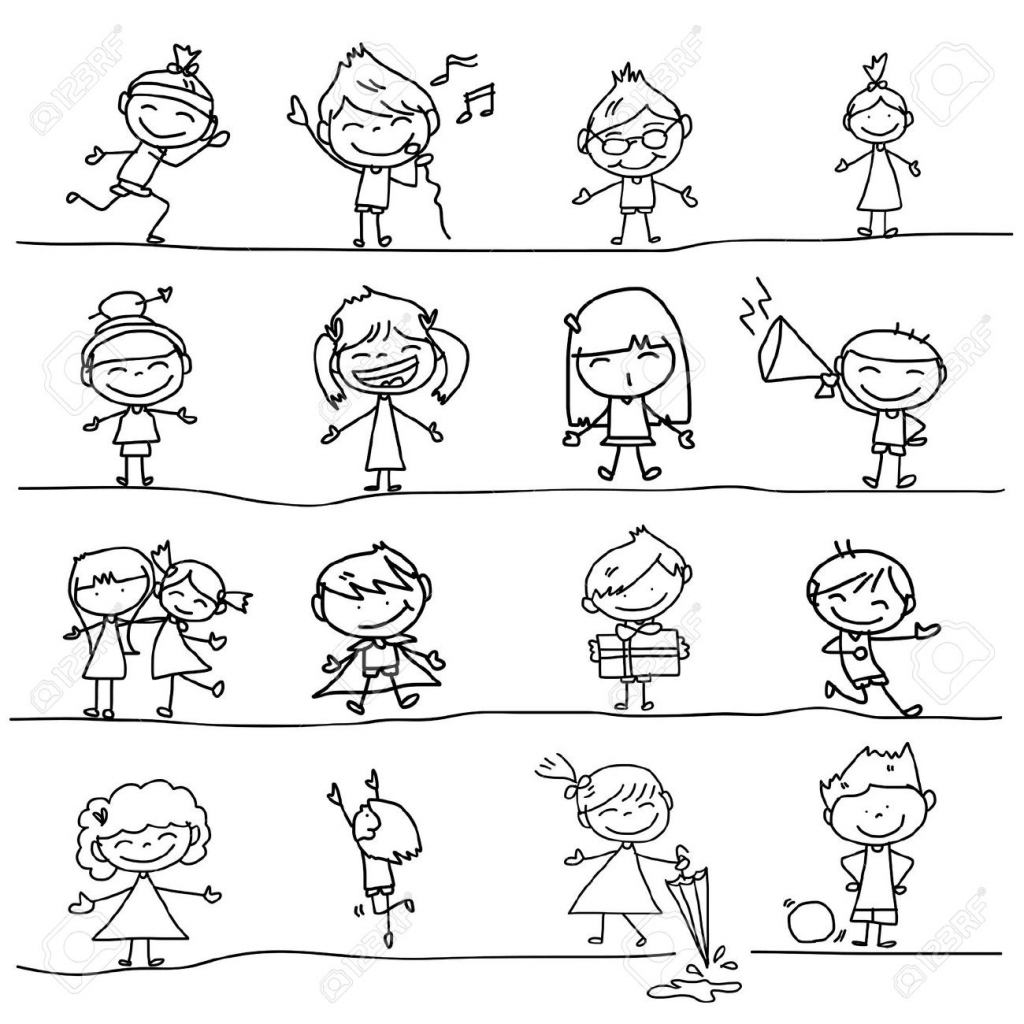 1024x1024 Drawing Cartoon Children Hand Drawing Cartoon Happy Kids Playing