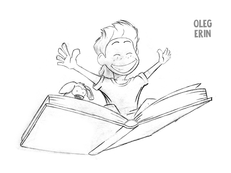 800x600 Happy Kid Flying On A Big Book Sketch Happy Kids