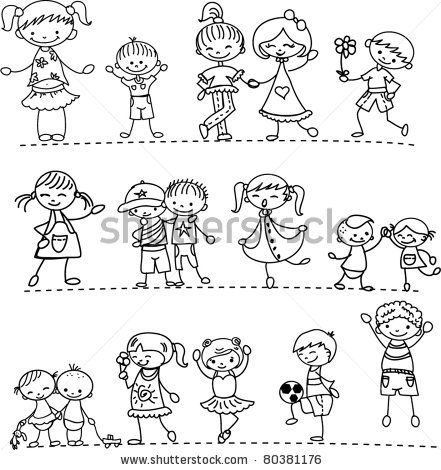 441x470 Children Friends Clipart Black And White Gift Ideas