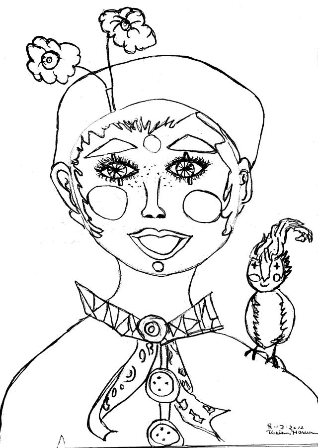 640x900 Happy Clown Girl Drawing By Thelma Harcum