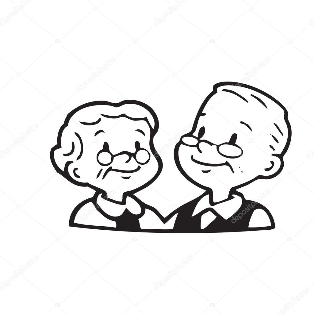 1024x1024 Happy Old Couple Of Frame On White Background Stock Vector