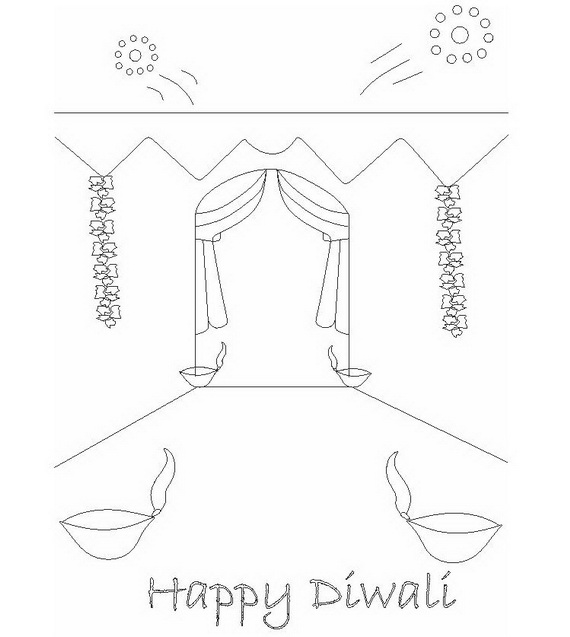 570x637 Diwali Colouring Pages