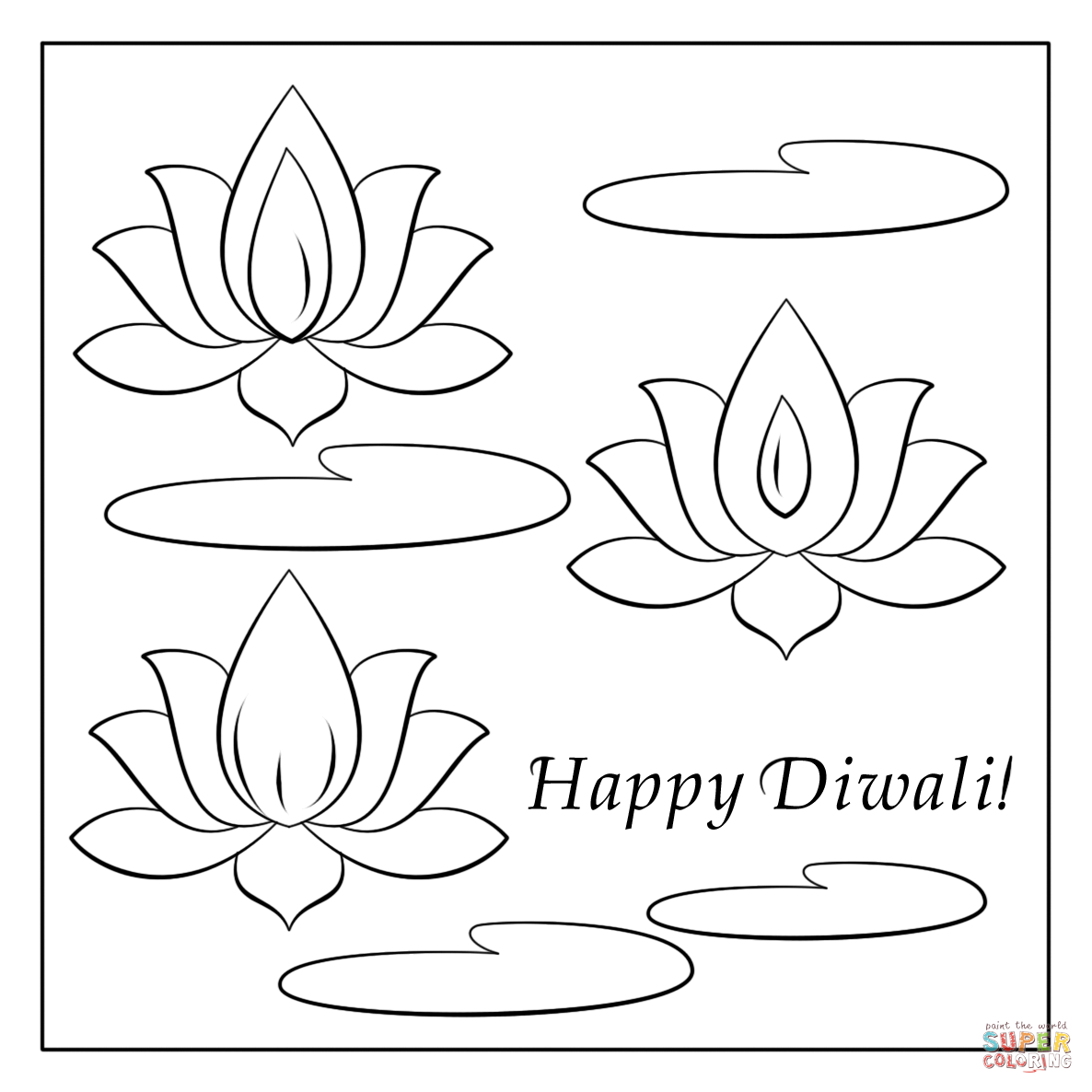 1186x1186 Happy Diwali Card Coloring Page Free Printable Pages Sketch