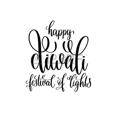 450x450 Happy Diwali Festival Of Lights Black Calligraphy Hand Lettering