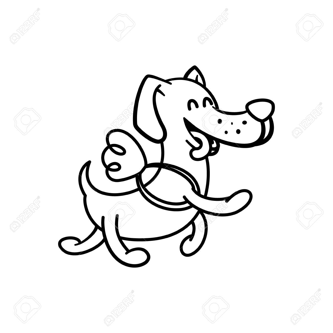 1300x1300 Happy Dog Flies On The Wings, Illustration Coloring Pages