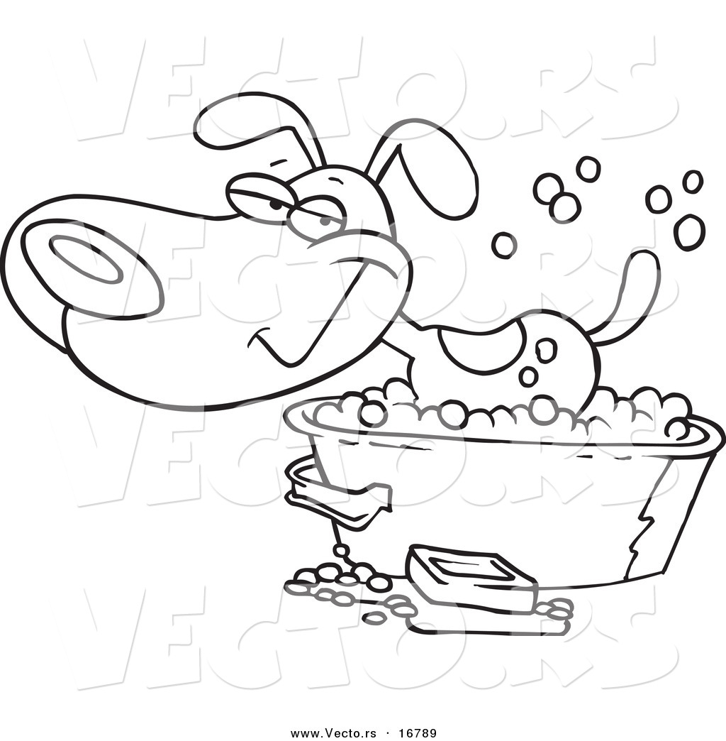 1024x1044 Vector Of A Cartoon Happy Dog Bathing In A Tub