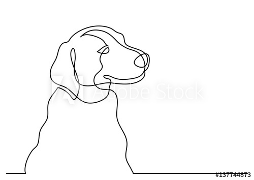 500x354 Continuous Line Drawing Of Happy Dog Portrait