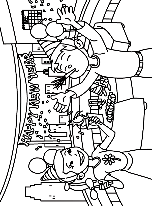 603x815 Happy New Year Coloring Page