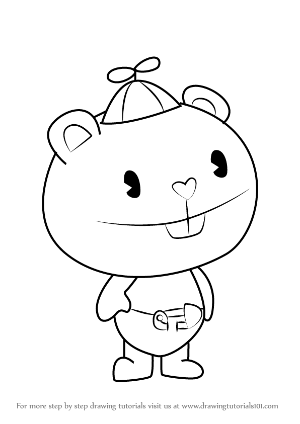 596x843 Learn How To Draw Cub From Happy Tree Friends (Happy Tree Friends
