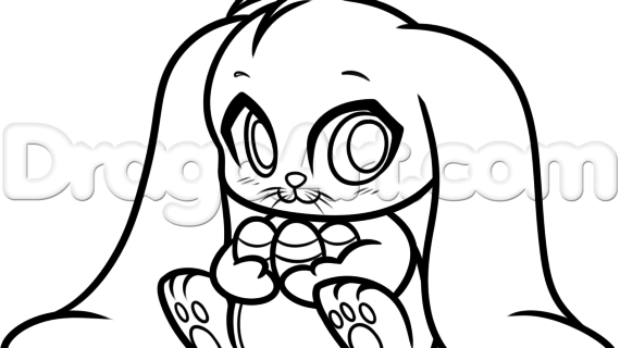 570x320 Simple Easter Bunny Drawing Easy Easter Bunny Drawings Happy
