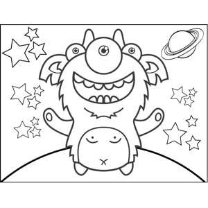 300x300 This Fun, Alien Coloring Page Features A Happy, Furry Monster
