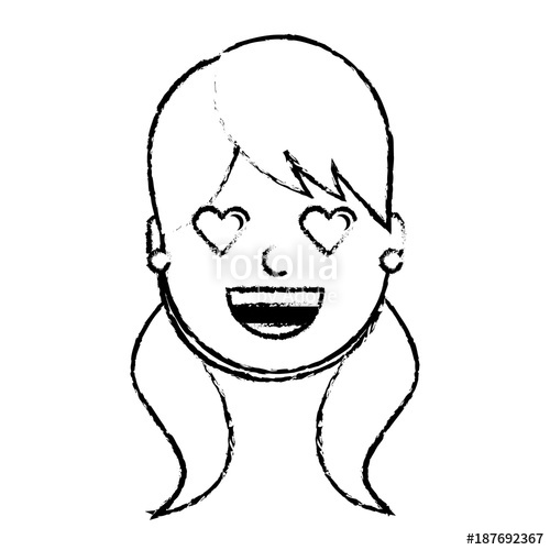 500x500 Happy Girl With Her Smiling Face And Heart Shape Eyes Illustration