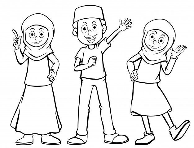 626x476 Three Muslim Characters With Happy Face Vector Free Download