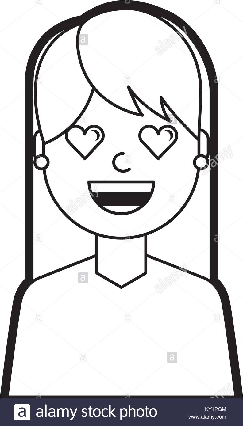 792x1390 Happy Girl With Her Smiling Face And Heart Shape Eyes Illustration