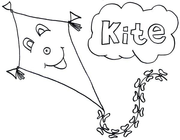 600x465 Kites Coloring Pages Happy Face Kite Coloring Page Color Kites