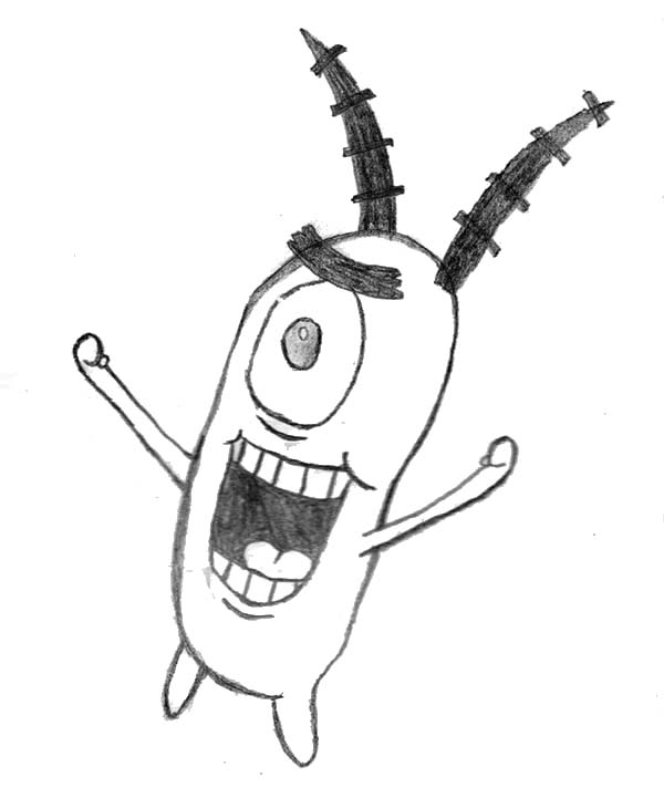 600x721 Plankton Happy Face Coloring Page