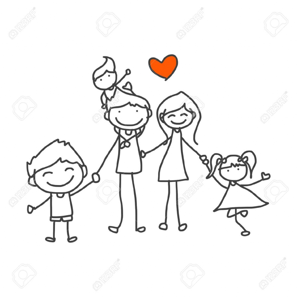 1024x1024 Cartoon Family Drawing Hand Drawing Cartoon Happy Family Playing