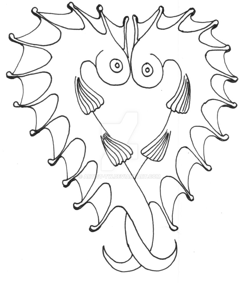 822x971 Happy Fish In Love Heart Rescanned 2015 By Artist Tw