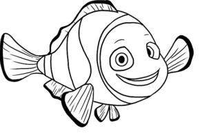 290x193 Printable Happy Fish Coloring Page