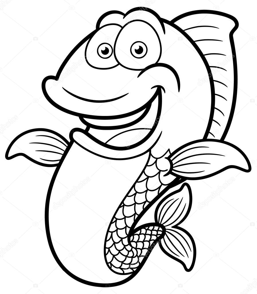 896x1024 Cartoon Happy Fish Stock Vector Sararoom