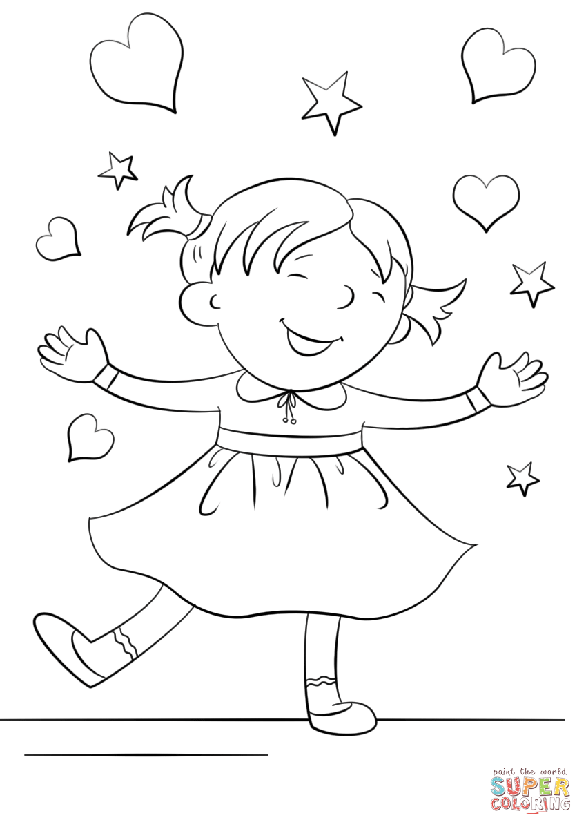 849x1200 Happy Girl Coloring Page Free Printable Coloring Pages