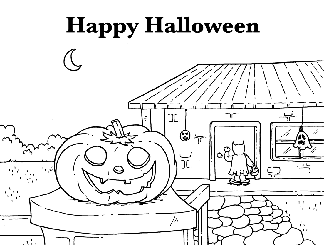 1103x833 Happy Halloween Coloring Pages
