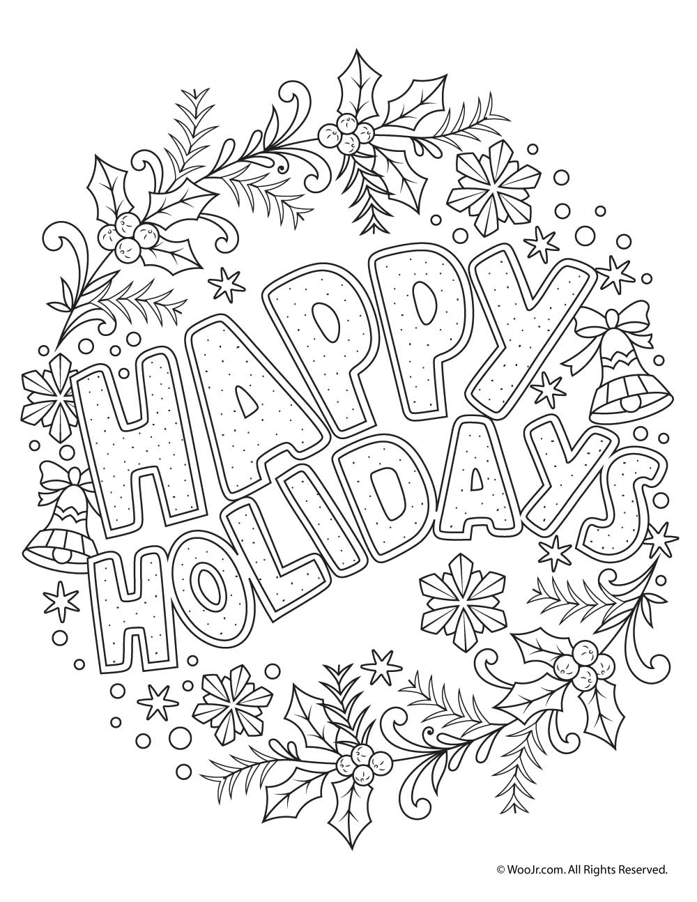 1000x1294 Happy Holidays Adult Coloring Freebie