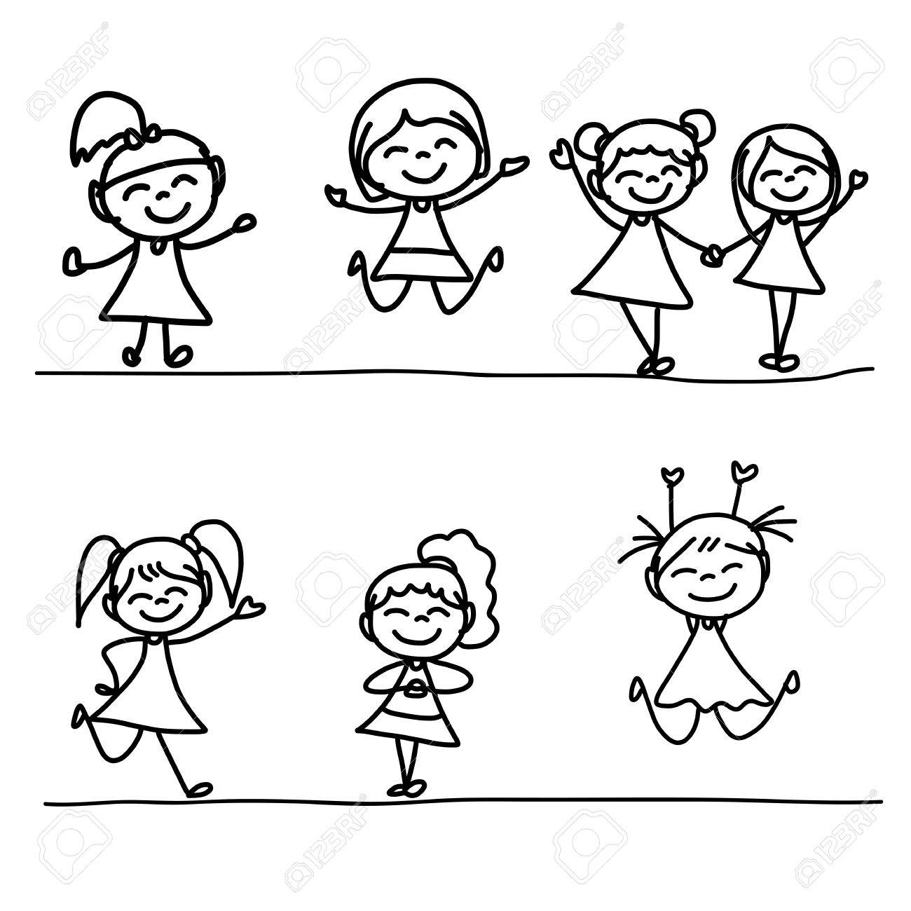 1300x1300 Hand Drawing Cartoon Happy Kids Royalty Free Cliparts, Vectors