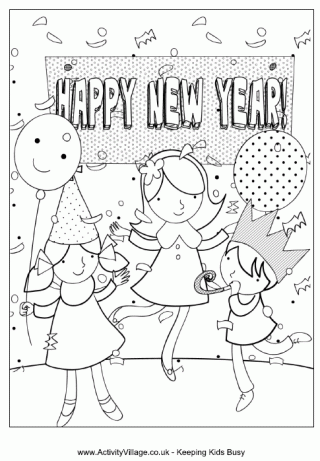 320x461 New Year Colouring Pages
