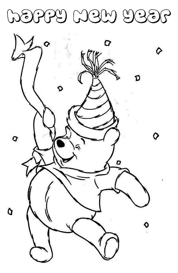 600x923 Winnie The Pooh Happy New Year Coloring Page Printable To Funny