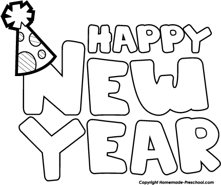 431x360 Happy New Year Black And White Clipart