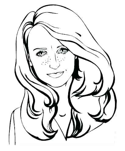 411x497 Girl Face Coloring Page