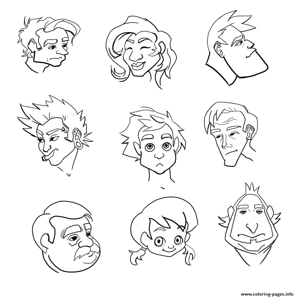 1024x1024 Click The Circle Cartoon Face Coloring Pages Happy Smiley Free