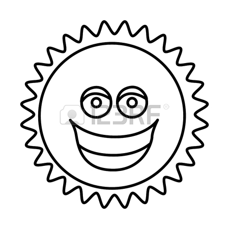 450x450 Figure Sticker Happy Sun Icon, Vector Illustraction Design Royalty